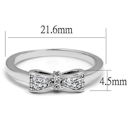 MA3W1235 - Rhodium Brass Ring with AAA Grade CZ  in Clear