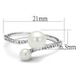 MA3W1236 - Rhodium Brass Ring with Synthetic Pearl in White