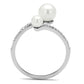 MA3W1236 - Rhodium Brass Ring with Synthetic Pearl in White