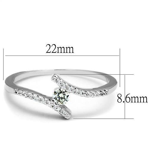 MA3W1237 - Rhodium Brass Ring with AAA Grade CZ  in Clear