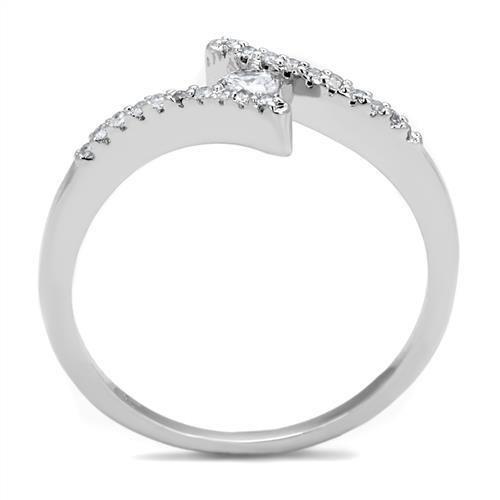 MA3W1237 - Rhodium Brass Ring with AAA Grade CZ  in Clear