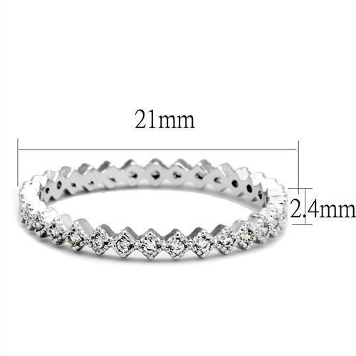 MA3W1238 - Rhodium Brass Ring with AAA Grade CZ  in Clear