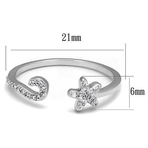 MA3W1240 - Rhodium Brass Ring with AAA Grade CZ  in Clear