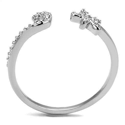 MA3W1240 - Rhodium Brass Ring with AAA Grade CZ  in Clear