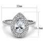 MA3W1242 - Rhodium Brass Ring with AAA Grade CZ  in Clear