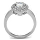 MA3W1242 - Rhodium Brass Ring with AAA Grade CZ  in Clear