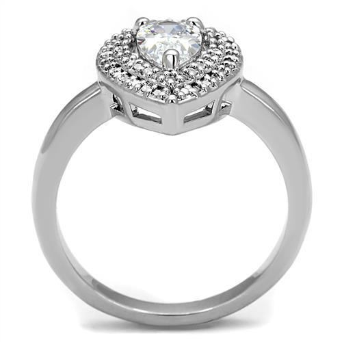MA3W1242 - Rhodium Brass Ring with AAA Grade CZ  in Clear