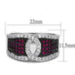 MA3W1243 - Rhodium + Ruthenium Brass Ring with AAA Grade CZ  in Ruby