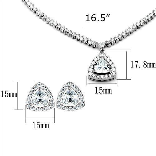 MA3W1244 - Rhodium Brass Jewelry Sets with AAA Grade CZ  in Clear