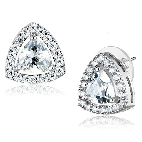 MA3W1244 - Rhodium Brass Jewelry Sets with AAA Grade CZ  in Clear