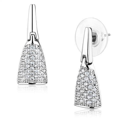 MA3W1245 - Rhodium Brass Jewelry Sets with AAA Grade CZ  in Clear