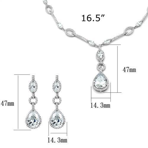 MA3W1247 - Rhodium Brass Jewelry Sets with AAA Grade CZ  in Clear