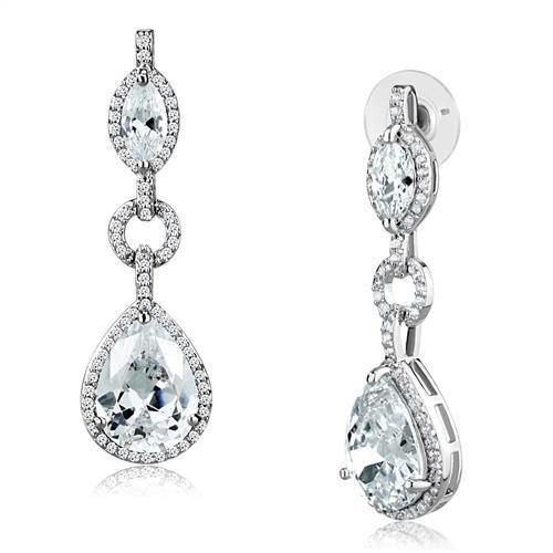 MA3W1247 - Rhodium Brass Jewelry Sets with AAA Grade CZ  in Clear