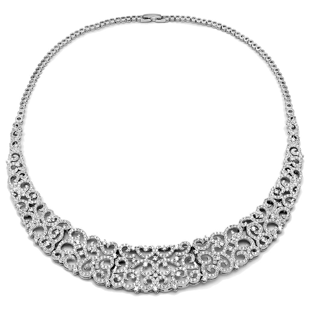 MA3W1252 - Rhodium Brass Jewelry Sets with AAA Grade CZ  in Clear