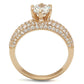 MA3W1254 - Rose Gold Brass Ring with AAA Grade CZ  in Clear