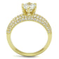 MA3W1255 - Gold Brass Ring with AAA Grade CZ  in Clear