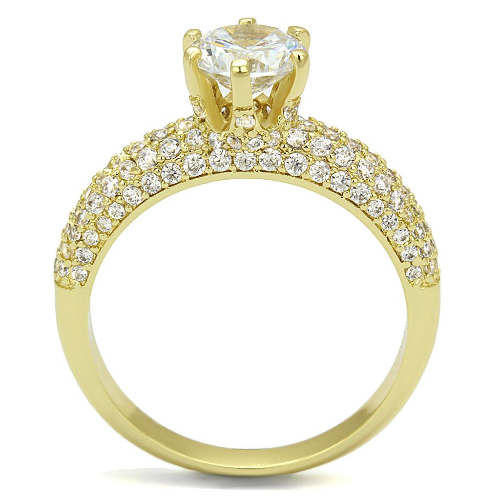 MA3W1255 - Gold Brass Ring with AAA Grade CZ  in Clear