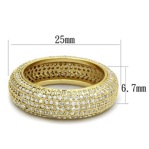MA3W1272 - Gold Brass Ring with AAA Grade CZ  in Clear
