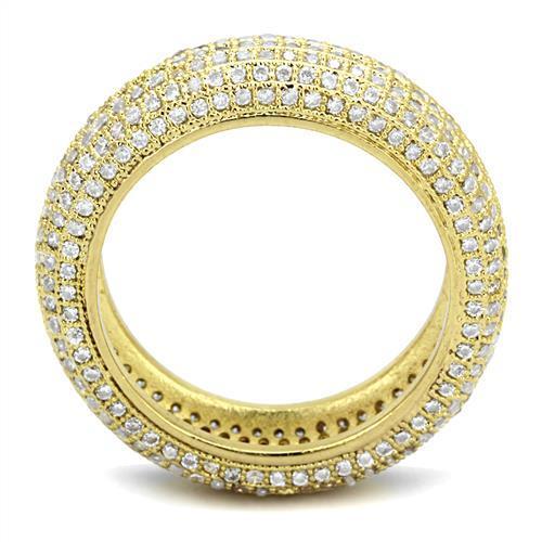 MA3W1272 - Gold Brass Ring with AAA Grade CZ  in Clear