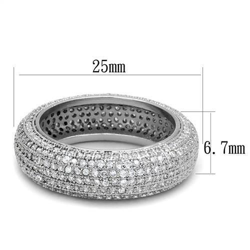 MA3W1273 - Rhodium Brass Ring with AAA Grade CZ  in Clear