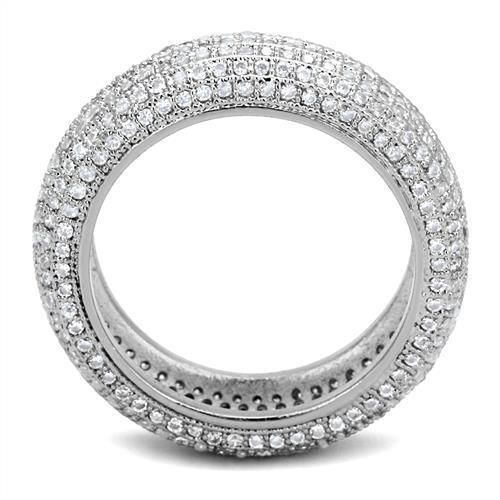 MA3W1273 - Rhodium Brass Ring with AAA Grade CZ  in Clear