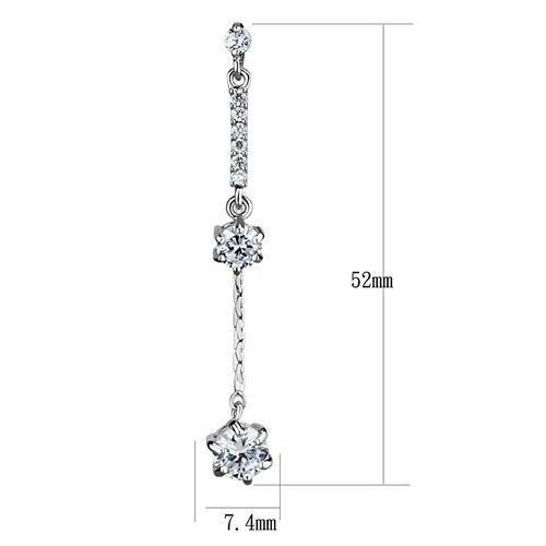 MA3W1277 - Rhodium Brass Earrings with AAA Grade CZ  in Clear