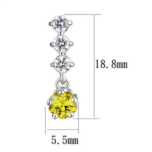 MA3W1285 - Rhodium Brass Earrings with AAA Grade CZ  in Topaz