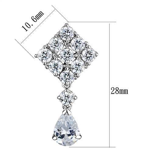 MA3W1288 - Rhodium Brass Earrings with AAA Grade CZ  in Clear
