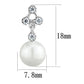 MA3W1295 - Rhodium Brass Earrings with Synthetic Pearl in White