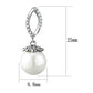 MA3W1301 - Rhodium Brass Earrings with Synthetic Pearl in White