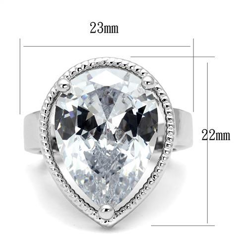 MA3W1305 - Rhodium Brass Ring with AAA Grade CZ  in Clear