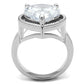 MA3W1305 - Rhodium Brass Ring with AAA Grade CZ  in Clear