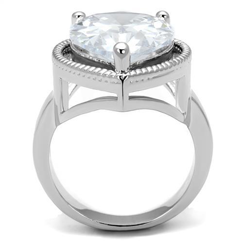 MA3W1305 - Rhodium Brass Ring with AAA Grade CZ  in Clear
