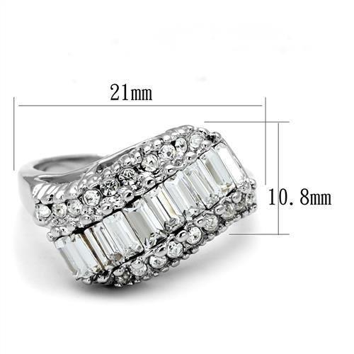 MA3W1306 - Rhodium Brass Ring with Top Grade Crystal  in Clear