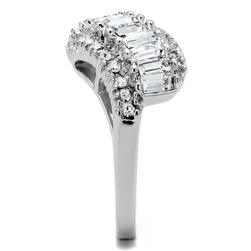 MA3W1306 - Rhodium Brass Ring with Top Grade Crystal  in Clear