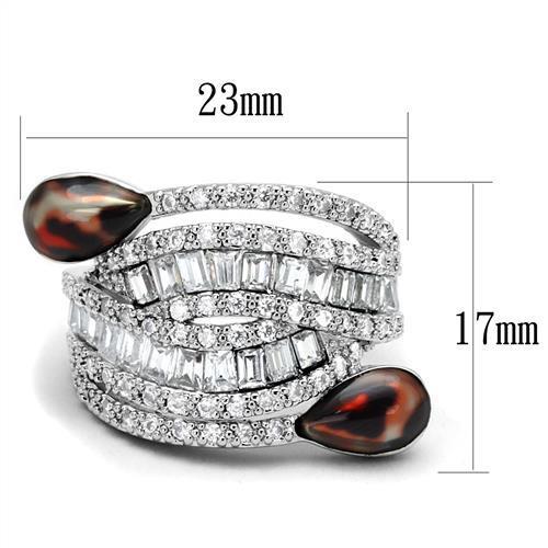 MA3W1307 - Rhodium Brass Ring with AAA Grade CZ  in Clear