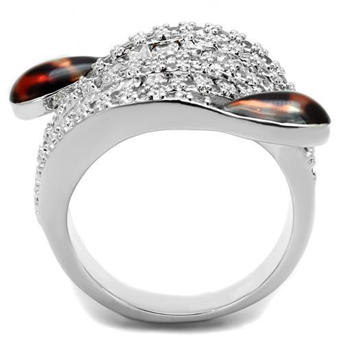 MA3W1307 - Rhodium Brass Ring with AAA Grade CZ  in Clear