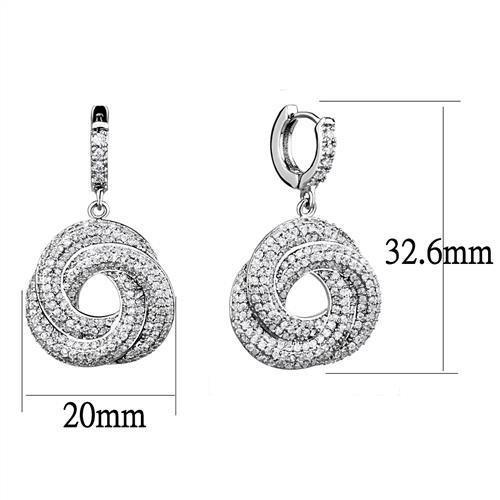 MA3W1318 - Rhodium Brass Jewelry Sets with AAA Grade CZ  in Clear