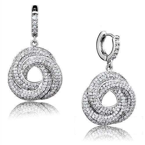 MA3W1318 - Rhodium Brass Jewelry Sets with AAA Grade CZ  in Clear