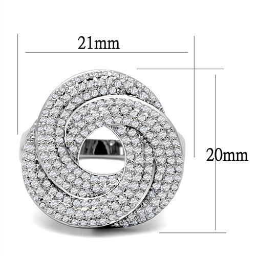MA3W1319 - Rhodium Brass Ring with AAA Grade CZ  in Clear