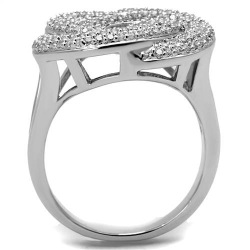 MA3W1319 - Rhodium Brass Ring with AAA Grade CZ  in Clear