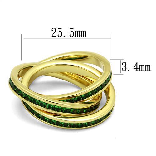 MA3W1327 - Gold Brass Ring with Synthetic Synthetic Glass in Emerald