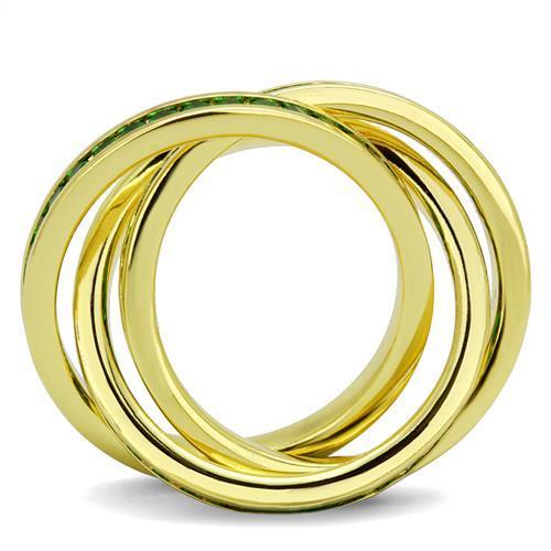 MA3W1327 - Gold Brass Ring with Synthetic Synthetic Glass in Emerald