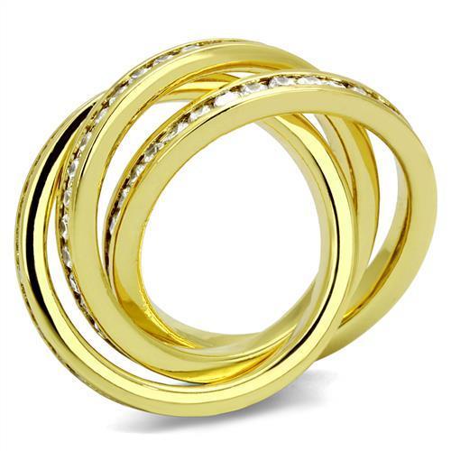 MA3W1330 - Gold Brass Ring with AAA Grade CZ  in Clear