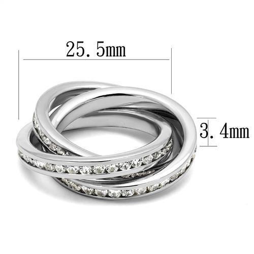 MA3W1331 - Rhodium Brass Ring with AAA Grade CZ  in Clear