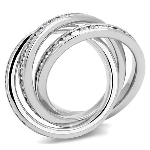 MA3W1331 - Rhodium Brass Ring with AAA Grade CZ  in Clear