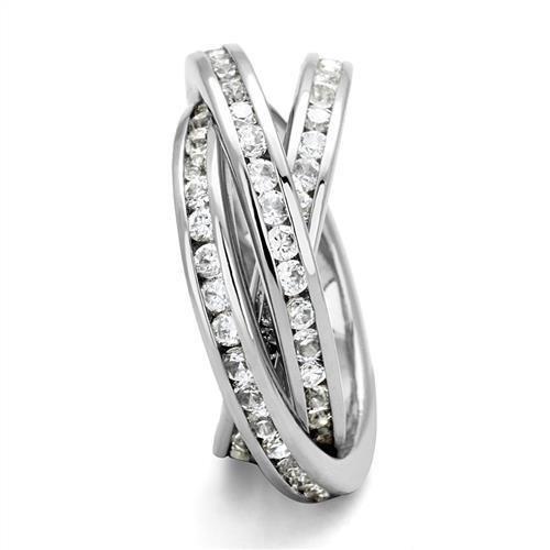MA3W1331 - Rhodium Brass Ring with AAA Grade CZ  in Clear