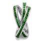 MA3W1332 - Rhodium Brass Ring with Synthetic Synthetic Glass in Emerald