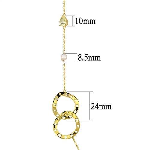 MA3W1335 - Gold Brass Necklace with AAA Grade CZ  in Citrine Yellow