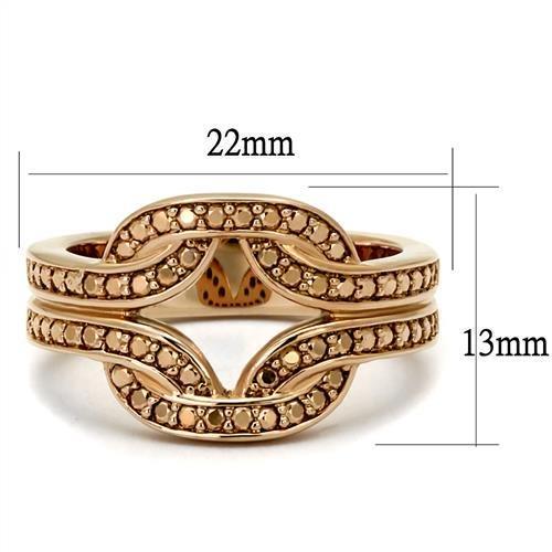 MA3W1336 - IP Rose Gold(Ion Plating) Brass Ring with AAA Grade CZ  in Metallic Light Gold